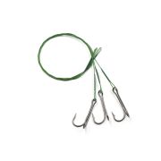 Поводок стальной NAMAZU Leader 1х7 Nylon Coated Green, d-0,42 мм, L-40 см, с двойным крючком 7826 Do
