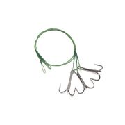 Поводок стальной NAMAZU Leader 1х7 Nylon Coated Green, d-0,42 мм, L-30 см, с тройным крючком 35647 R