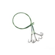 Поводок стальной NAMAZU Leader 1х7 Nylon Coated Green, d-0,42 мм, L-40 см, с тройным крючком 35647 R