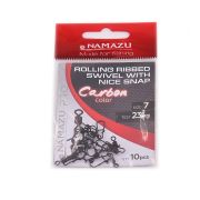 Вертлюг с застежкой Namazu Pro ROLLING RIBBED SWIVEL WITH NICE SNAP, цв. Carbon, р. 7, test-23 кг, к