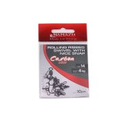 Вертлюг с застежкой Namazu Pro ROLLING RIBBED SWIVEL WITH NICE SNAP, цв. Carbon, р. 14, test-4 кг, к