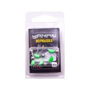 Мормышка безнасад. ЯМАН "Банан" зеленый, d-3,5 мм, вес 0,7 г, шарик никелированный (уп. 5 шт.)