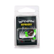 Мормышка безнасад. ЯМАН "Банан" матовый шоколад, d-3 мм, вес 0,5 г, ядреный кубик зеленый (уп.5 шт)