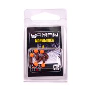 Мормышка безнасад. ЯМАН "Банан" матовый шоколад, d-3 мм, вес 0,5 г, шарик оранжевый неон (уп.5 шт)
