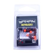 Мормышка безнасад. ЯМАН "Гвоздешарик" матовый шоколад , d-3,5 мм, вес 1 г, шарик оранж. неон(уп.5шт)