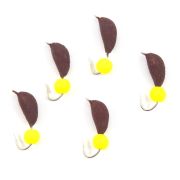 Мормышка безнасад. ЯМАН "Банан" матовый шоколад, d-4 мм, вес 1 г, шарик желтый неон (уп.5 шт)