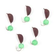 Мормышка безнасад. ЯМАН "Банан" матовый шоколад, d-3,5 мм, вес 0,7 г, кошачий глаз зеленый (уп.5 шт)