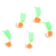 Мормышка безнасад. ЯМАН "Гвоздекубик" зелёный, d-3,5 мм, вес 1 г, ядреный кубик красный (уп. 5 шт.)