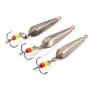 Блесна вертикальная "Яман" Клопик с тройником ,размер 25 мм, вес 1,7 г, цвет никель (уп.3 шт.)/150/