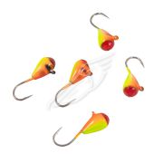 Мормышка вольф"ЯМАН"Капля с ушк. + кр. камень, р.3, вес 0,5 г, цв.оранж.(уп.5 шт.)