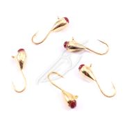 Мормышка вольф"ЯМАН"Капля с ушк. + кр. камень, р.3, вес 0,5 г, цв.золото(уп.5 шт.)