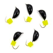 Мормышка безнасад. ЯМАН "Банан" черный, d-4,5 мм, вес 1,3 г, ядреный кубик желтый (уп. 5 шт.)