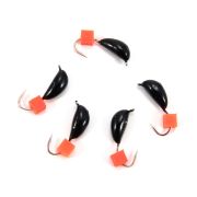 Мормышка безнасад. ЯМАН "Банан" черный, d-4 мм, вес 1 г, ядреный кубик красный (уп. 5 шт.)