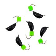 Мормышка безнасад. ЯМАН "Банан" черный, d-4 мм, вес 1 г, ядреный кубик зеленый (уп. 5 шт.)