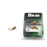 Мормышка "ЯМАН" Немка с отв.,цв.GOLD PLATED, с фосф. пяткой, вес 0,8 г (уп. 5 шт.)