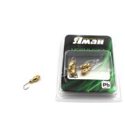Мормышка "ЯМАН" щелкун с отв.,цв.GOLD PLATED, с фосф. пяткой, вес 0,5 г (уп. 5 шт.)