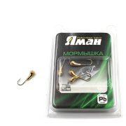 Мормышка "ЯМАН" уралка с отв.,цв.GOLD PLATED, с фосф. пяткой, d 5, вес 1,0 г (уп. 5 шт.)