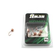 Мормышка "ЯМАН" шар с отв.,цв.COPPER PLATED, с фосф. пяткой, d 6, вес 1,2 г (уп. 5 шт.)