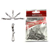 Вертлюг с форелевой заст. Namazu ROLLING RIBBED SWIVEL WITH HANGING SNAP-A, цв. BN, р. 2, test-35 кг