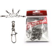 Вертлюг с застежкой Namazu ROLLING SWIVEL WITH NICE SNAP, цв. BN, р. 7, test-23 кг (уп.10 шт)/1500/1