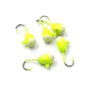 Мормышка "ЯМАН" капля с ушком., цв.01, с фосф. пяткой, d 5, вес 0,9 г (уп.5 шт.)