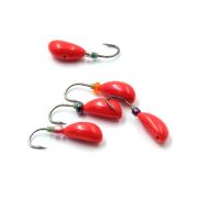 Мормышка литая ЯМАН "Жучок", вес 0,5 гр., кр. Kumho №27, цв. фц. красный (уп. 5 шт.)