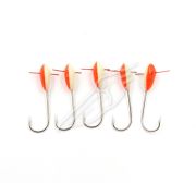 Мормышка полимерная ЯМАН "Капля" крас. шап. с отверстием, кр. №8, цв. фосфор-красн. (уп. 5 шт.)