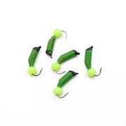 Мормышка вольф. безнасадочная "ЯМАН" Ручейник №3, d-1.5 мм, L-8.5 мм, вес 0,45 гр., фц. желтый шар,