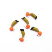 Мормышка вольф. безнасадочная "ЯМАН" Ручейник №6, d-2.5 мм, L-8.5 мм, вес 0,80 гр., фц. красный шар,