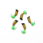 Мормышка вольф. безнасадочная "ЯМАН" Ручейник №6, d-2.5 мм, L-8.5 мм, вес 0,80 гр., фц. зеленый шар,