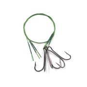 Поводок стальной NAMAZU Leader 1х7 Nylon Coated Green, d-0,42 мм, L-30 см, с двойным крючком 7826 Do